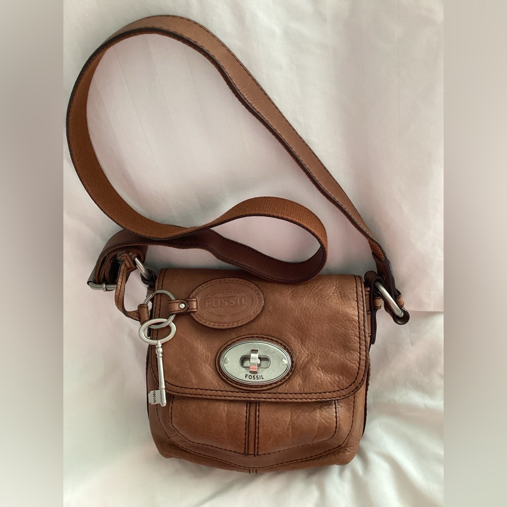 Fossil Tan Leather Crossbody Bag Vintage 1954